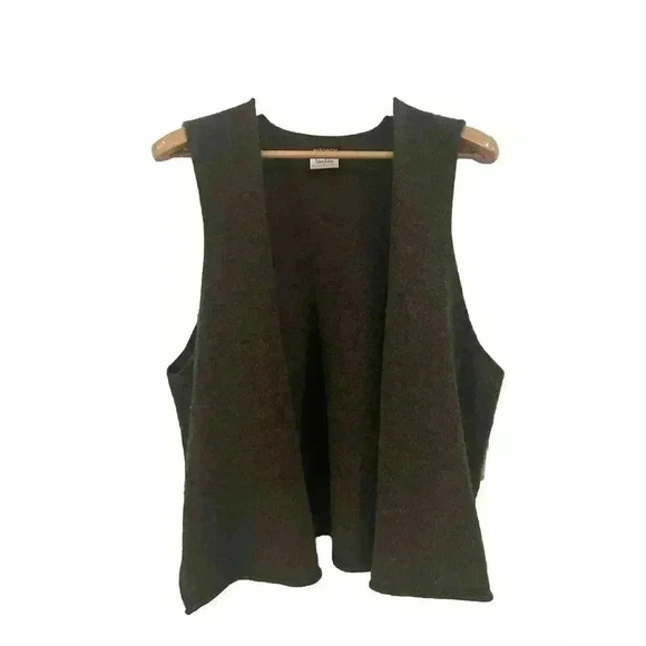 Eskandar Merino Wool Blend Open Front Cardigan Vest Sleeveless Brown Knit 1size - Picture 1 of 9
